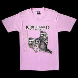 90s vintage Northland Canada Raccoons T-shirt single stitch animal graphic.
